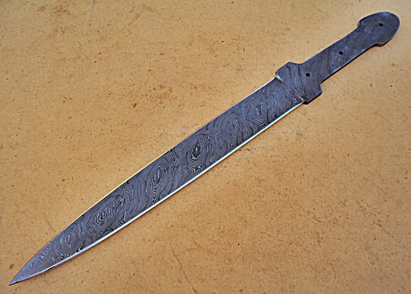 BB-260,  Handmade Damascus Steel Blank Blade Full Tang Dagger Knife