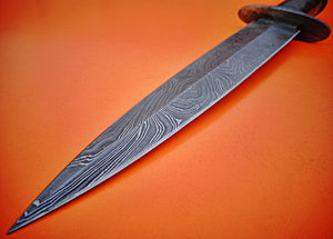 DG-01 Handmade Damascus Steel Dagger Knife – Solid Rose Wood Handle