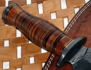 RAM-0592 Damascus Steel Dagger Knife – Full Size Leather Handle