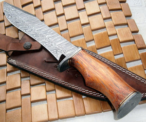 REG 215- Handmade Damascus Steel 14.00 Inches Bowie Knife - Exotic Wood Handle