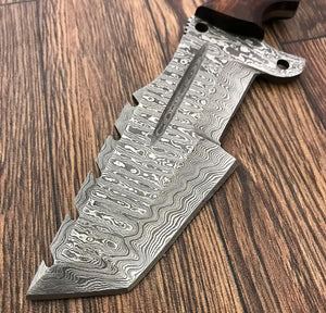 TR-1168 Custom Handmade Damascus Steel 10 Inches Tracker Knife - Perfect Grip walnut wood Handle (TR-987) (TR-2195)