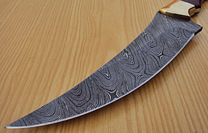 RG-149- Handmade Damascus Steel 12 inches Hunting Knife - Exotic Red Pakka Wood Handle with Brass Bolsters