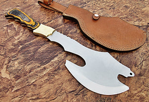 AX-13 Custom Handmade 17 Inches Hi Carbon Steel Axe - Beautiful Colored Doller Sheet Handle with Brass Bolsters
