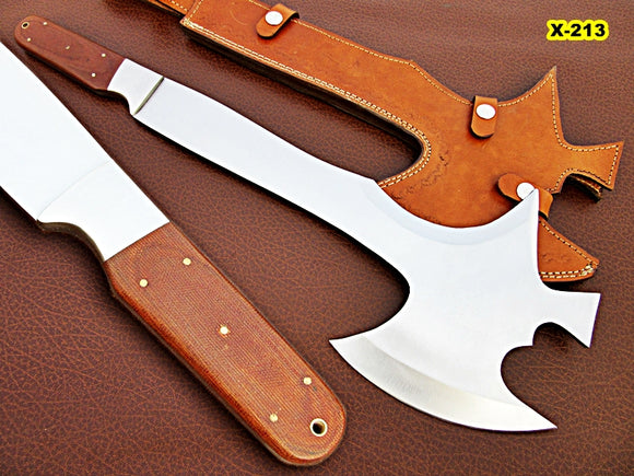 AX-14 Custom Handmade 20.6 Inches Hi Carbon Steel Axe - Best Quality Canvas Micarta Handle with Carbon Steel Bolsters