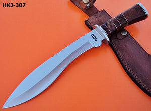 REG-HKJ-307- Handmade 440C Stainless Steel 14.4" Inches Bowie Knife. Exotic Hard Wood Handle