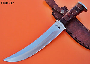 REG-HKD-37, Custom Handmade (D-2) Steel 14 Inches Hunting Knife - Solid Rose Wood Handle with Stainless Steel Guards