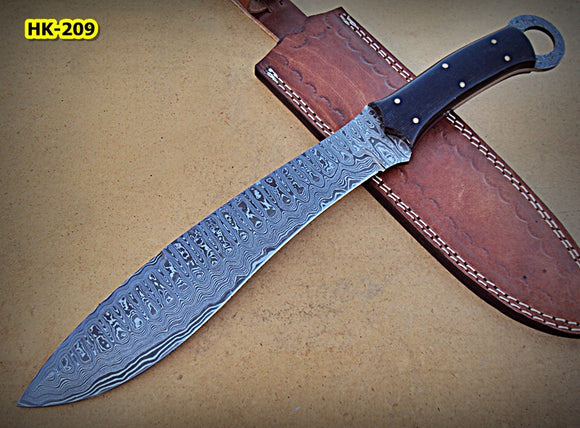 RG-178 Custom Handmade 15.00 Inches Damascus Steel Bowie Knife – Micarta Sheet Handle