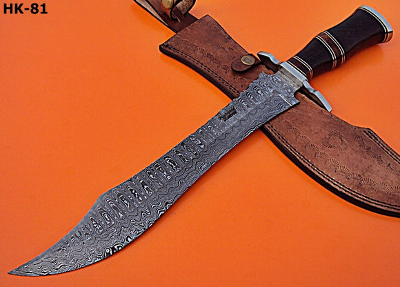 RG-205 Damascus Steel 17.5 Inches Knife – Stunning Black Rose Wood Handle