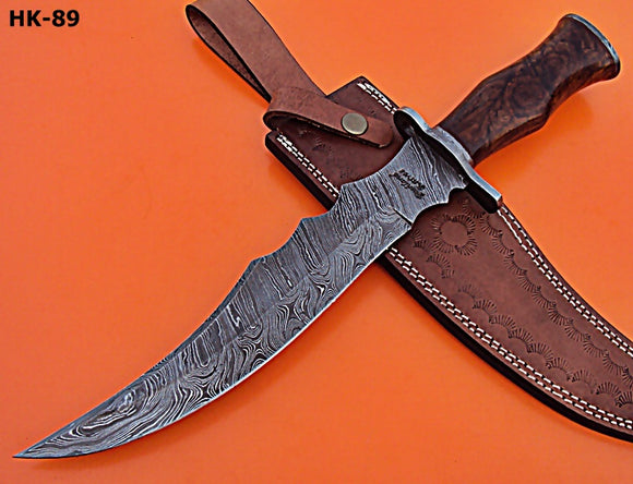 RG-187 Handmade Damascus 15.1 inch Hunting Knife gorgeous twisted pattern, Rose Wood & Damascus Steel Guards Handle