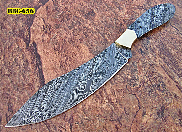 BBC-656,  Handmade Damascus Steel 12 Inches Full Tang Chef Knife with Brass Bolster - Best Quality Blank Blade