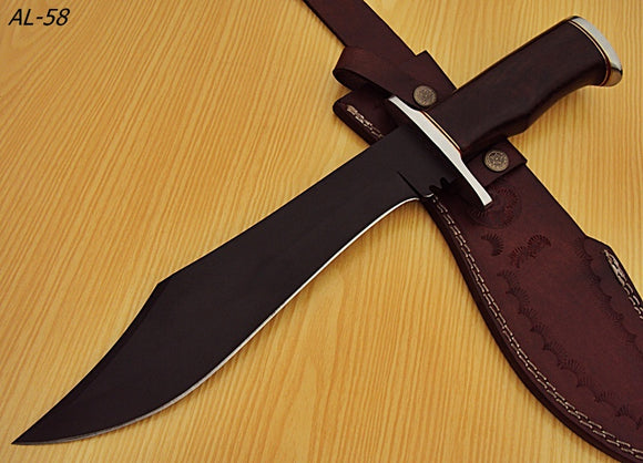 RG-58 15.00 Inches Powder Carbon Coated Bowie Knife - Stunning Rose Wood Handle