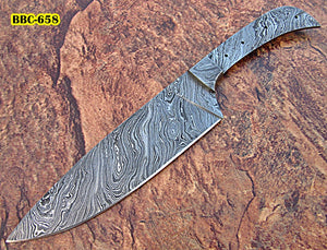 BBC-658,  Handmade Damascus Steel 12 Inches Full Tang Chef Knife with Damascus Steel Bolster - Best Quality Blank Blade