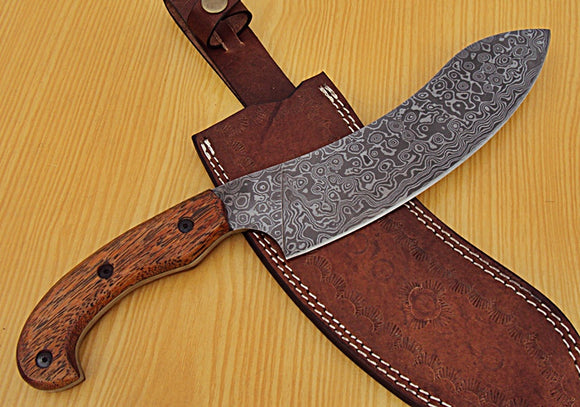 CF-03 Custom Handmade Damascus Steel 13.4 Inches Chef Knife - Beautiful Marindi Wood Handle