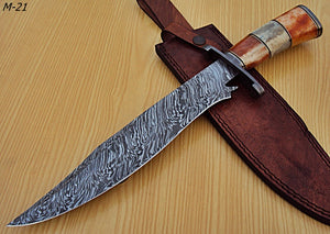 RG-21 Custom Handmade Damascus Steel 14.6"" Inches Hunting Knife.