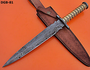 DG-36 Handmade Damascus Steel 15.4 Inches Dagger Knife – Beautiful Brass Handle with Damascus Steel Guard