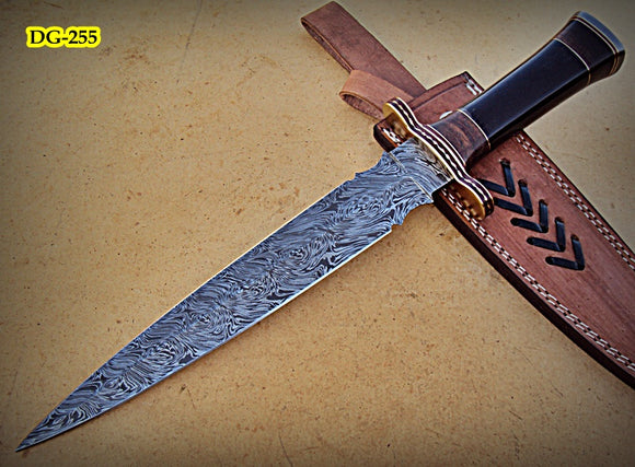 DG-15 Full Damascus Double Round Edge Dagger Knife – Great Piece of Art
