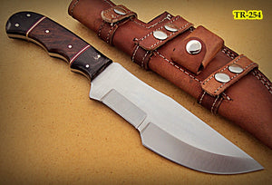 TR-15 Custom Handmade Hi Carbon Steel Tracker Knife - Solid Rose Wood & Buffelu Horn Handle