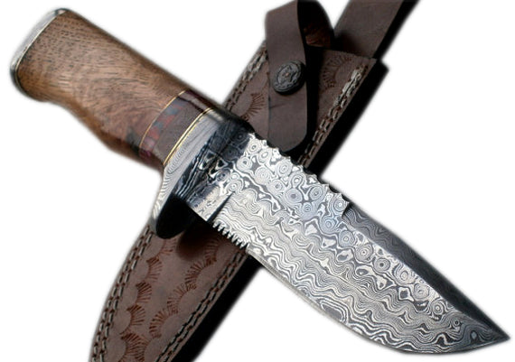 REG-16 C-FR Handmade Damascus Steel 11.00 Inches Bowie Knife - Exotic Wood Handle