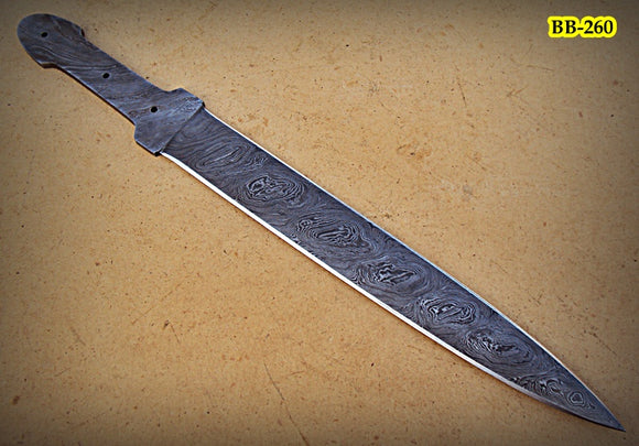 BB-36 Handmade Damascus Steel Blank Blade Full Tang Dagger Knife