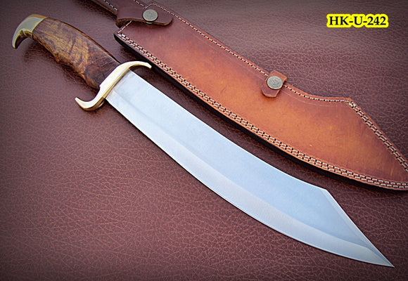RG-242  Custom Handmade 440 C Stainless Steel 17 Inches Hunting Knife - Solid Rose Wood Handle with Brass Guard