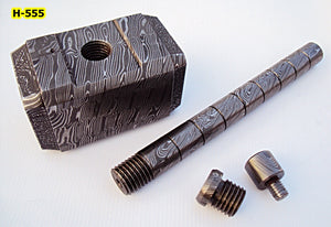 PLK-222, Handmade Full Damascus Steel Hammer – Great Piece of Art – Fully Functional