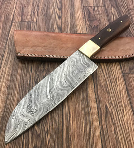 CF-64 handmade Damascus Steel Chef Knife - Walnut Wood Handle