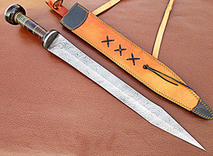 SW-30 Handmade Damascus Steel 25 Inches Sword - Solid Doller Sheet Handle with Damascus Steel Guard