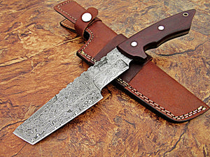 RG-162 Handmade Full Tang Damascus Steel 11.2 Inches Tactical Knife - Perfect Grip Black Brown Canvas Micarta Handle