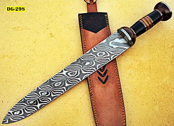 DG-09 Handmade Damascus Steel Dagger Knife – Solid Rose Wood & G-10 Handle