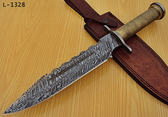 RG-101 Handmade Damascus Steel 14.00 Inches Bowie Knife - Gorgeous Handle