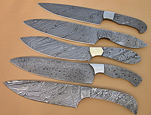 BBC-666,  Handmade Damascus Steel Full Tang Chef Knife Blank Blade Set