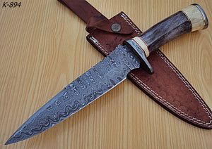 REG-K-894- Custom Handmade Damascus Steel 13.0" Inches Hunting Knife.