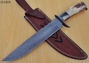 RG-105 Custom Handmade Damascus Steel 15.2" Inches Hunting Knife.