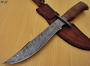RG-175 Custom Handmade Damascus Steel 15.1" Inches Hunting Knife.