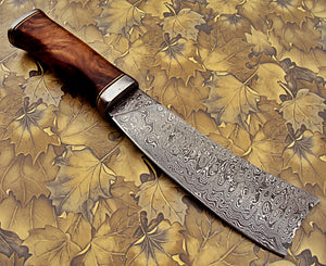 CP-34, Custom Handmade Damascus Steel 12 Inches Chopper Knife – Solid Rose Wood Handle
