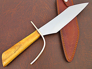 RG-164 Custom Handmade 15.6 Inches Hi Carbon Steel Bowie Knife - Beautiful Apricots Wood Handle with Brass Guard