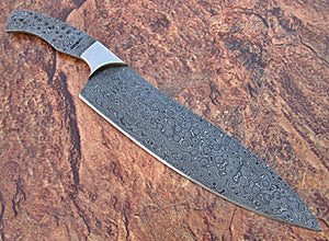 BB-456, Handmade Damascus Steel 12 Inches Full Tang Chef Knife with Stainless Steel Bolster (Blank Blade)