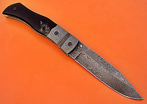 FN-51 Custom Handmade Damascus Steel Folding Knife- Solid and Durable