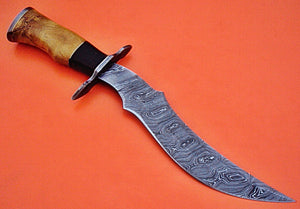 RG-100.Handmade Damascus Steel 14.7" Inches Bowie Knife -Exotic Wood Handle.
