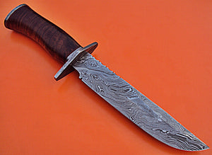 RG-91.Handmade Damascus Steel 12.4" Inches Bowie Knife - Rose Wood Handle