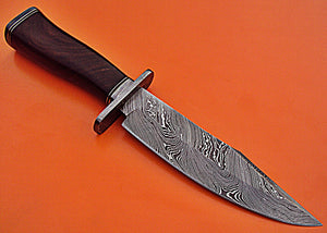 RG-99 Handmade Damascus Steel 12 Inches Hunting Knife - Beautiful Rose Wood Handle