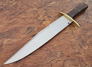 REG-S-1118, Custom Handmade Hi Carbon Steel 15.00 Inches Full Tang Bowie Knife-  Rose Wood Handle with Brass Guard