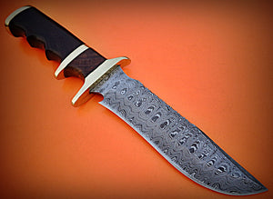 RG-72 Handmade Damascus Steel 12 Inches Hunting Knife - Perfect Grip Rose Wood Handle