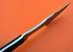 TR-32 Custom Handmade D2 Tool Steel Tracker Knife- Black Jute Micarta Handle