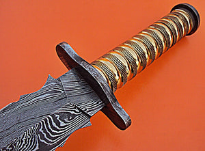 DG-36 Handmade Damascus Steel 15.4 Inches Dagger Knife – Beautiful Brass Handle with Damascus Steel Guard