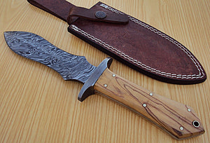DG-28 Custom Handmade Damascus Steel 11.3 Inches Dagger Knife - Solid Olive Burrel Wood Handle