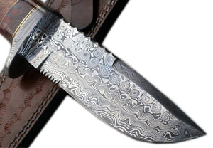 REG-16 C-FR Handmade Damascus Steel 11.00 Inches Bowie Knife - Exotic Wood Handle