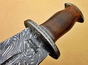 DG-04, Handmade Damascus Steel 17 Inches Dagger Knife – Exotic Rose Wood Handle with Damascus Steel Guard