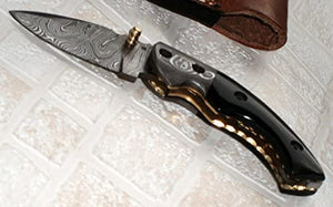 FN-50, Custom Handmade Damascus Steel Folding Knife - UK legal Carry
