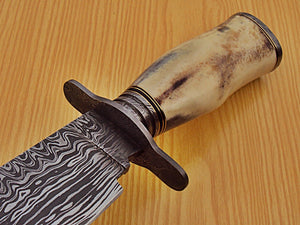 Rg-55 Handmade Damascus Steel Bowie Knife - Beautiful Camel Bone Handle